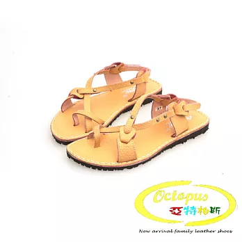 Octapus踏青兜風趣牛皮編織涼鞋-橘色兒童款16橘色