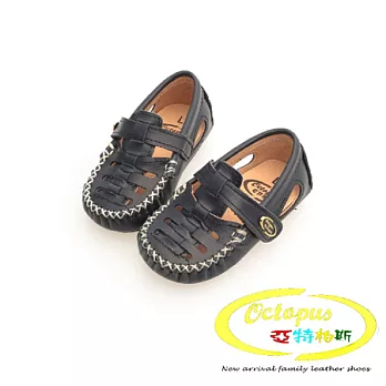 Octapus踏青郊遊牛皮豆豆鞋-經典黑寶寶款13.5經典黑