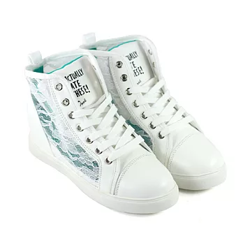 ◤Green Phoenix◥蕾絲鏤空厚底內增高休閒鞋35白色