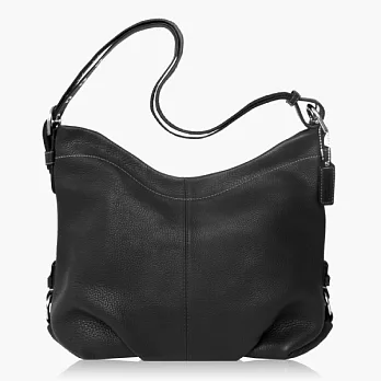 COACH 荔枝紋全皮側肩/斜背兩用包_黑色