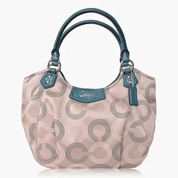 COACH C Logo織布手提/肩背貝殼包(大款)_綠色