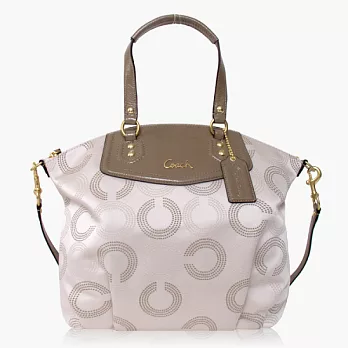 COACH C Logo織布手提/肩背波士頓/貝殼包(大款)_卡其駝