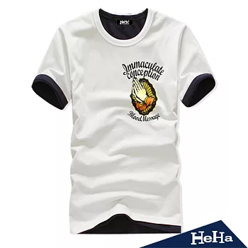 T恤 聖母印花潮流圓領短袖上衣 三色-HeHa-M(白色)