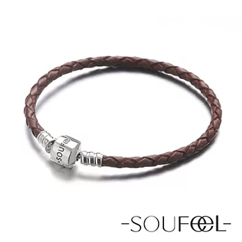 【SOUFEEL charms】英倫皮革手鍊(咖啡)M18cm