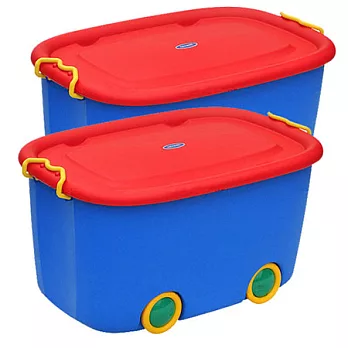 【nicegoods 好東西】大寶玩具滑輪整理箱 2入藍箱紅蓋