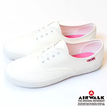 【美國 AIRWALK】繽紛馬卡龍純棉帆布鞋-女5.5經典白
