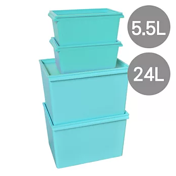 【nicegoods 好東西】卡樂組合粉彩收納箱5.5L+24L (2大2小)粉藍