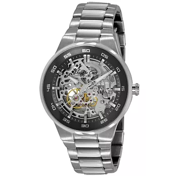 Kenneth Cole 經典設計鏤空不鏽鋼機械腕錶-銀/43mm銀色