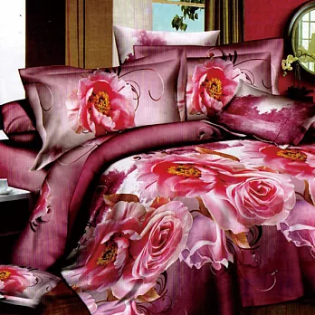 GALATEA《粉色柔情》台製雙人四件式磨毛床包被套組