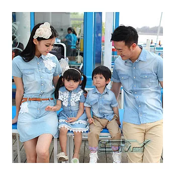 [親子裝]SY復古刷白牛仔親子裝情侶裝(媽咪下單區)M牛仔