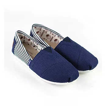 ◤Green Phoenix◥線條拼色兒童帆布懶人休閒鞋29藍色