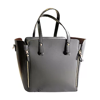 PrincessParty 經典款側邊雙拉鍊真皮女包-黑色