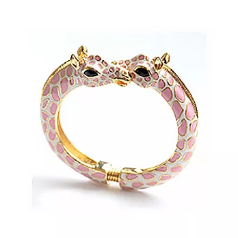 Kenneth Jay Lane 好萊塢巨星名媛最愛 鑲K金砝瑯 長頸鹿手環 白底粉紅色