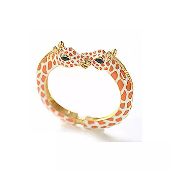Kenneth Jay Lane 好萊塢巨星名媛最愛 鑲K金砝瑯 長頸鹿手環 白底橙色