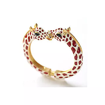 Kenneth Jay Lane 好萊塢巨星名媛最愛 鑲K金砝瑯 長頸鹿手環 白底磚紅色