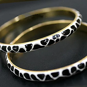 Kenneth Jay Lane 好萊塢巨星名媛最愛 鑲K金砝瑯 黑白豹斑點手環