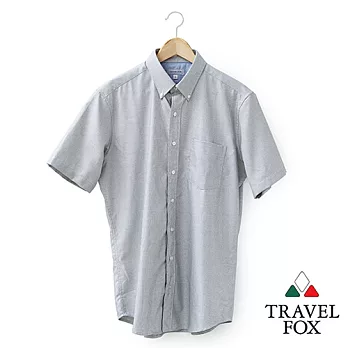 【Travel Fox 男裝】旅狐衣 新樂活精梳棉短袖襯衫 - 黑細格紋M黑細格紋