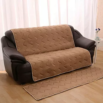 【HomeBeauty】夏季涼感防潑水沙發保潔墊-3人座尺寸咖啡