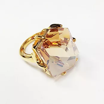 Kenneth Jay Lane 好萊塢巨星名媛最愛 寶石切割面造型金戒指 透明琥珀水晶