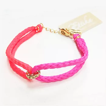 Ettika Neon Bolo Cord Bracelet 可調式水晶扣環螢光海灘手環螢光粉+紅