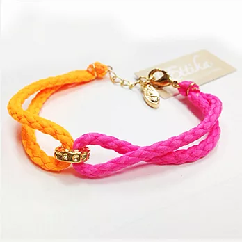 Ettika Neon Bolo Cord Bracelet 可調式水晶扣環螢光海灘手環螢光粉+橘