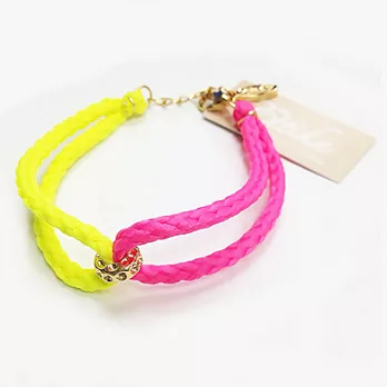 Ettika Neon Bolo Cord Bracelet 可調式水晶扣環螢光海灘手環螢光粉+黃