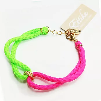 Ettika Neon Bolo Cord Bracelet 可調式水晶扣環螢光海灘手環螢光粉+綠