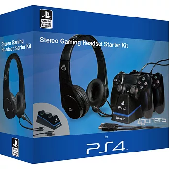 4Gamers PS4專用 有線耳機 + 手把充電座組