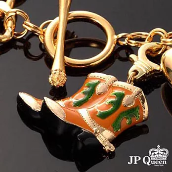 【JP Queen New York】訂製典藏系列-黃金女牛仔馬靴墜飾2橘色