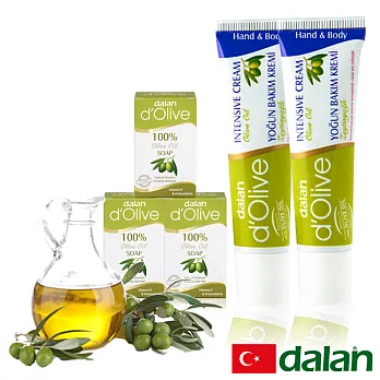 【土耳其dalan】橄欖手工滋養皂X3+橄欖深層強效滋養修護霜X2呵護組