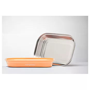 Kangovou小袋鼠不鏽鋼安全平板餐盤--奶油橘