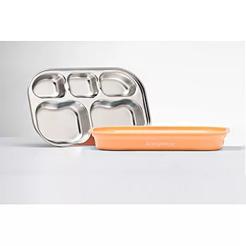 Kangovou小袋鼠不鏽鋼安全分隔餐盤--奶油橘