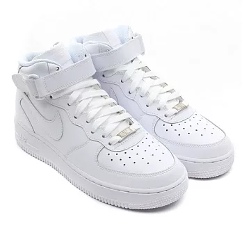 NIKE AIR FORCE 1 MID (GS) 全白 高筒 AF1 白FORCE 女鞋 314195-1136白