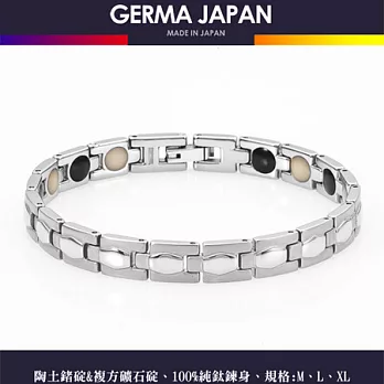 GERMA JAPAN【鐳菱】陶土鍺複方礦石純鈦手鍊18銀色