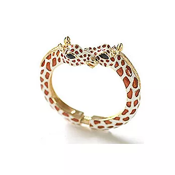 Kenneth Jay Lane 好萊塢巨星名媛最愛 鑲K金砝瑯 長頸鹿手環 白底金棕