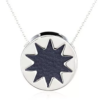 House of Harlow 1960 深藍皮革 小太陽神 圓形銀項鍊 附原廠包裝