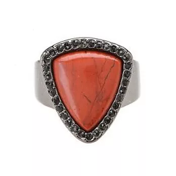 House of Harlow 1960 Pave Band 紅色貓眼石 黑水晶飾邊 黑色戒指