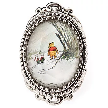 迪士尼 DISNEY COUTURE 小熊維尼 Winnie the Pooh 小豬皮杰雪地散步古典水晶銀色戒指 美規7號