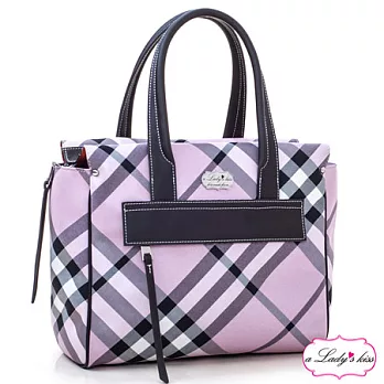 【a Lady ’s真皮】優雅羅蘭格紋三用包(粉紅)