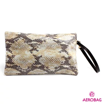 AEROBAG - 時尚女王 蟒蛇紋手拿包 - 奶茶奶茶