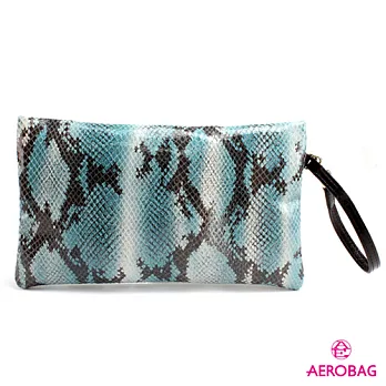 AEROBAG - 時尚女王 蟒蛇紋手拿包 - 水藍水藍