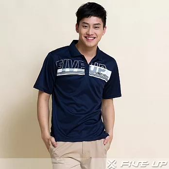 【FIVE UP】運動時尚印花吸排POLO衫-男M丈青藍