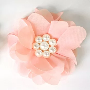 Cutie Bella Pearl Chiffon Flower 髮夾-Peach