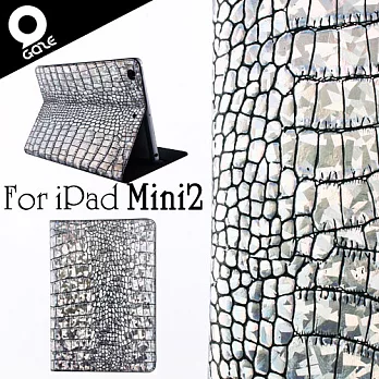 Gaze Hologram Croco iPad Mini2 銀鑽漆鱷紋手工真皮保護套