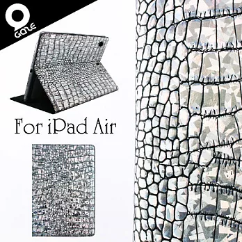 Gaze Hologram Croco iPad Air 銀鑽漆鱷紋手工真皮保護套