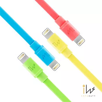 【Innowatt】MFi 蘋果認證 彩色 Lightning 扁平充電傳輸線粉紅色