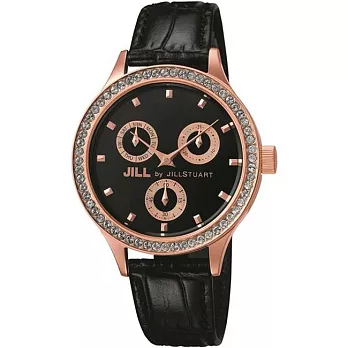 【JILL STUART】Jill by Big Multi Eye系列三眼晶鑽錶款 (黑 JISILDQ003)