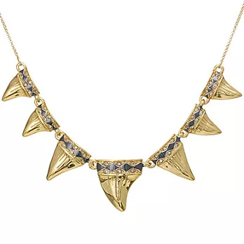 House of Harlow 1960 Shark Tooth Stations 水晶飾邊 復古刻紋 鯊魚牙齒 多墜金色項鍊