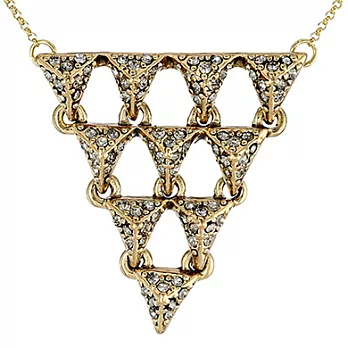 House of Harlow 1960 Triangle Pyramids Necklace 水晶飾邊 多層立體金字塔 金色項鍊