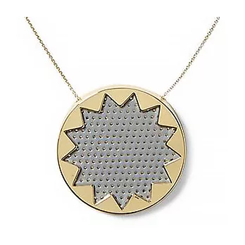 House of Harlow 1960 Perforated Sunburst Necklace 灰色水玉點點 太陽神琺瑯項鍊